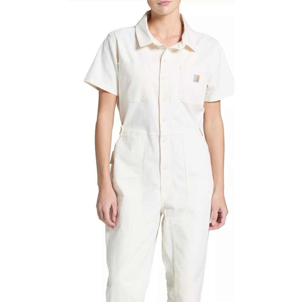 NWT Carhartt Rugged Flex‎ Canvas Utility Coverall S/S Off White/Large